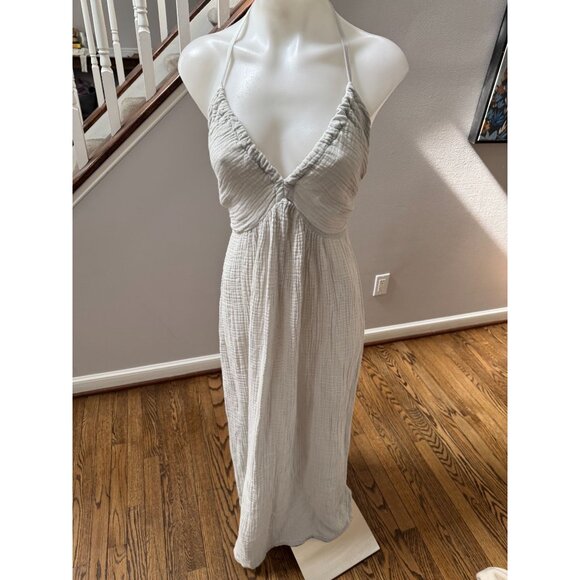 NWT Michael Stars Jessa Maxi Dress Double Gauze Cement Grey Size Small - Picture 2 of 5